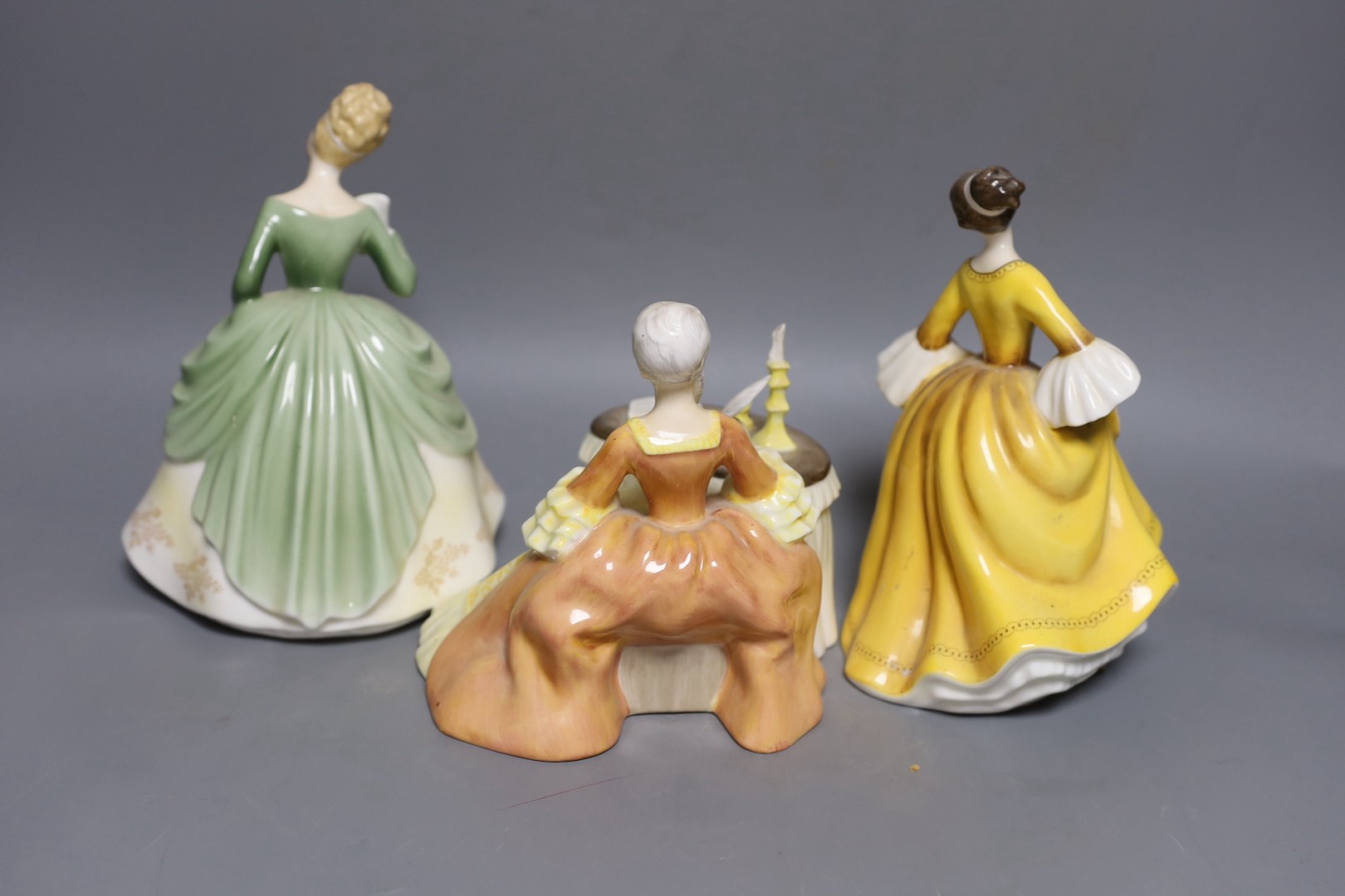 Three Royal Doulton figures of ladies, Stephanie, Soirée and Meditation